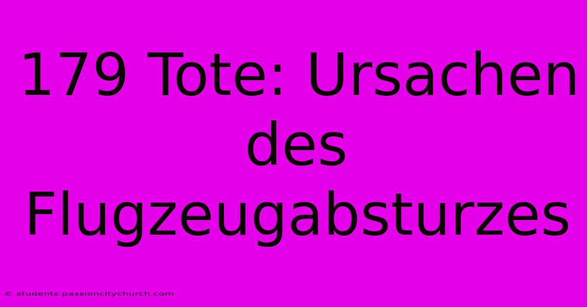 179 Tote: Ursachen Des Flugzeugabsturzes