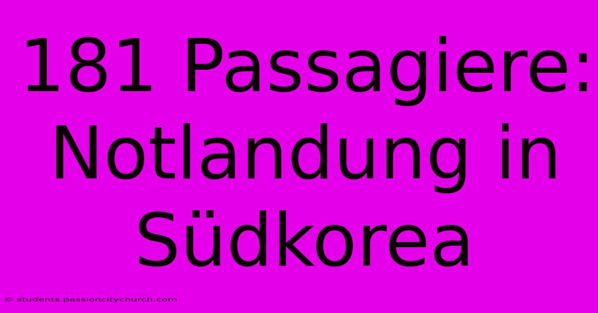 181 Passagiere: Notlandung In Südkorea