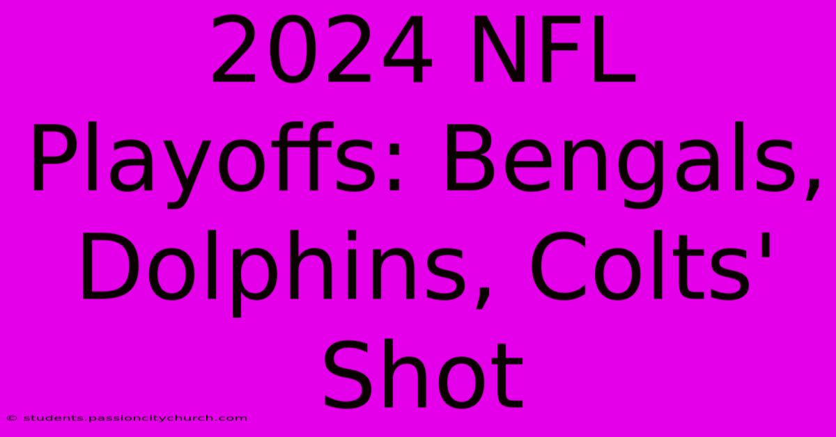 2024 NFL Playoffs: Bengals, Dolphins, Colts' Shot