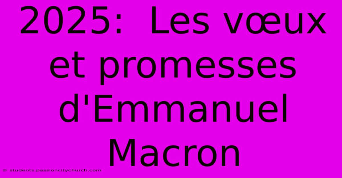 2025:  Les Vœux Et Promesses D'Emmanuel Macron