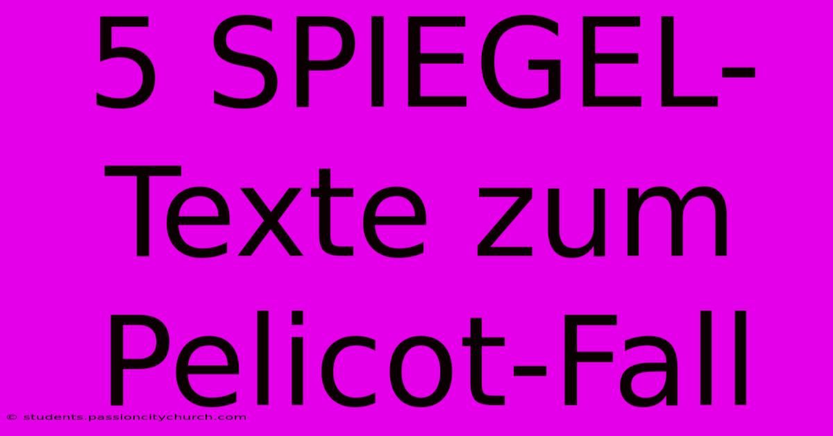 5 SPIEGEL-Texte Zum Pelicot-Fall