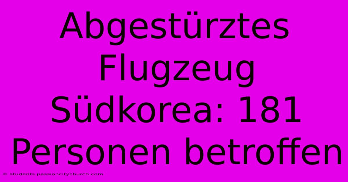 Abgestürztes Flugzeug Südkorea: 181 Personen Betroffen