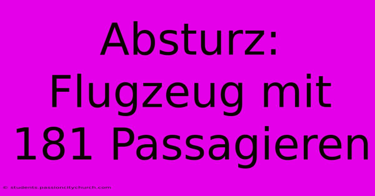 Absturz: Flugzeug Mit 181 Passagieren