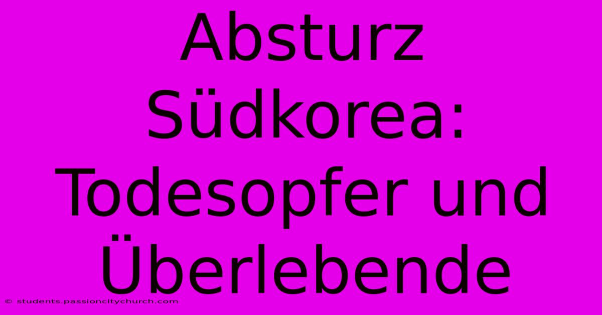 Absturz Südkorea:  Todesopfer Und Überlebende