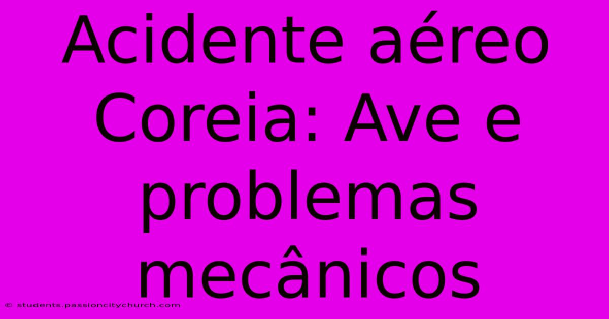 Acidente Aéreo Coreia: Ave E Problemas Mecânicos