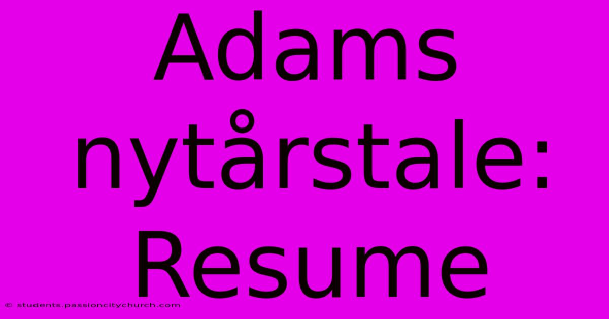 Adams Nytårstale: Resume