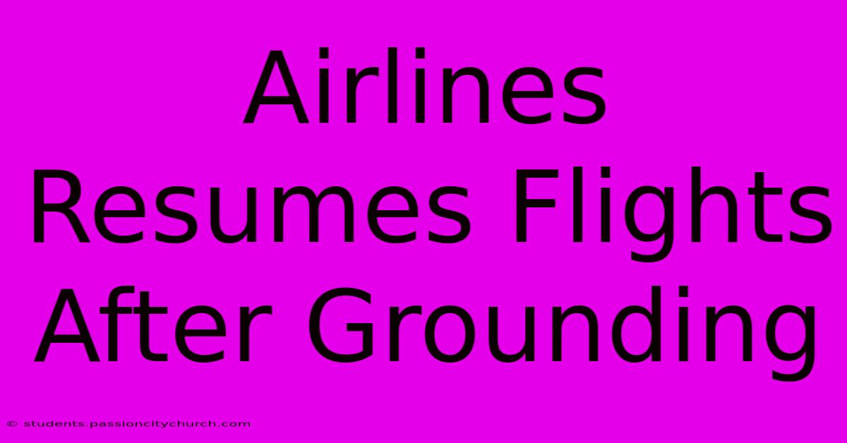 Airlines Resumes Flights After Grounding