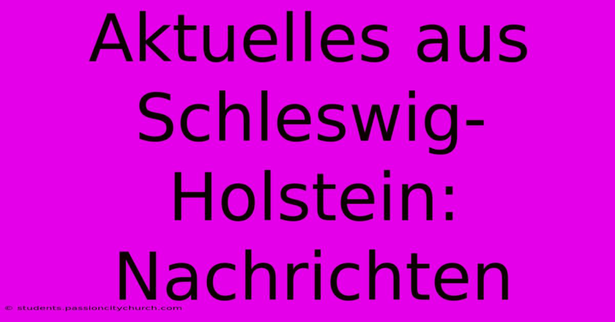 Aktuelles Aus Schleswig-Holstein: Nachrichten