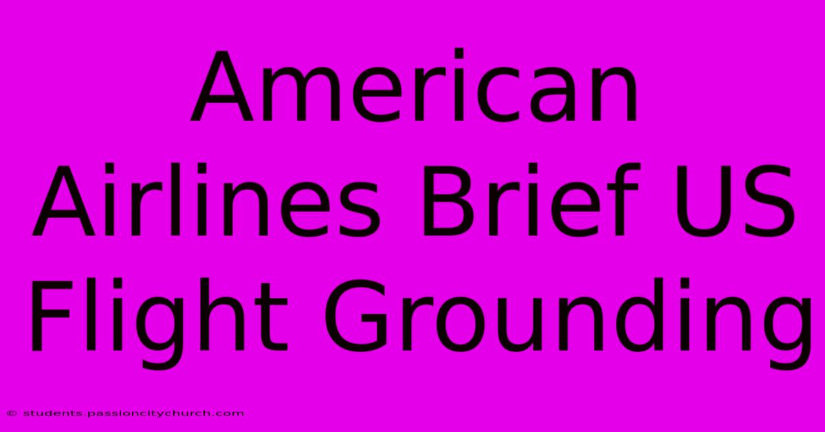 American Airlines Brief US Flight Grounding