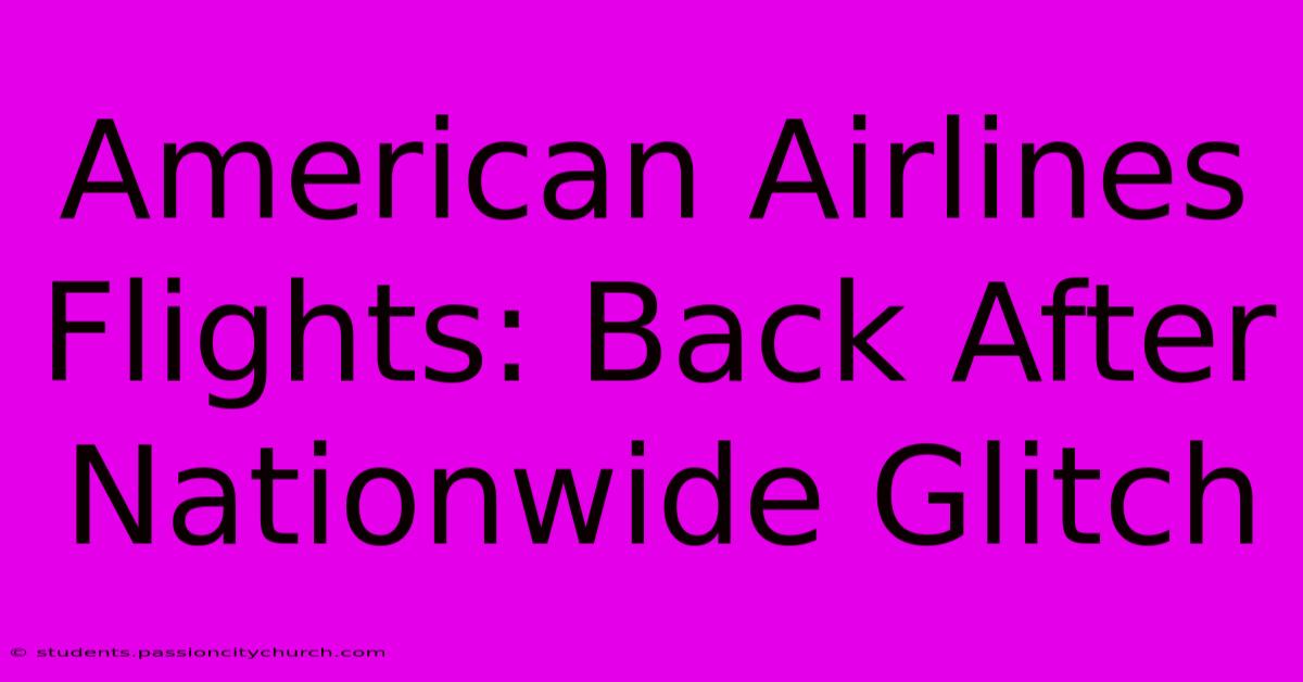 American Airlines Flights: Back After Nationwide Glitch