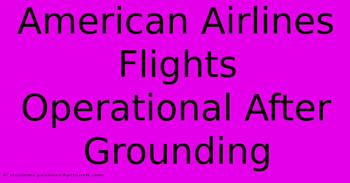 American Airlines Flights Operational After Grounding