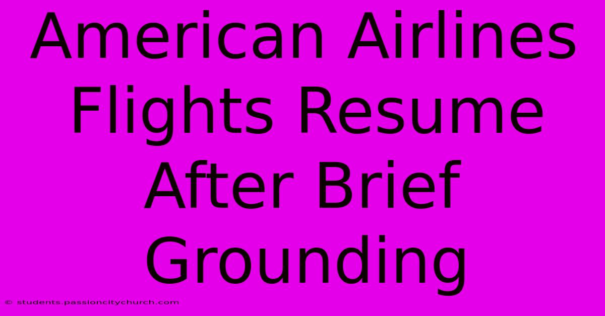 American Airlines Flights Resume After Brief Grounding