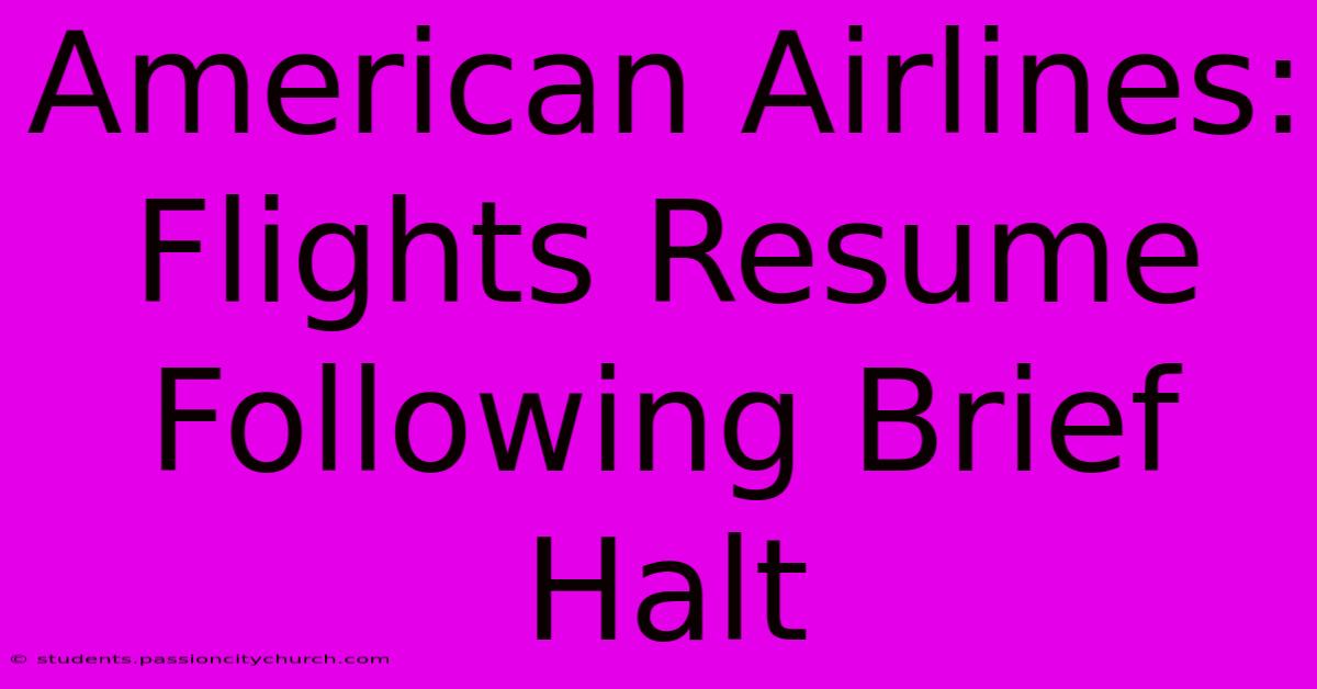 American Airlines: Flights Resume Following Brief Halt