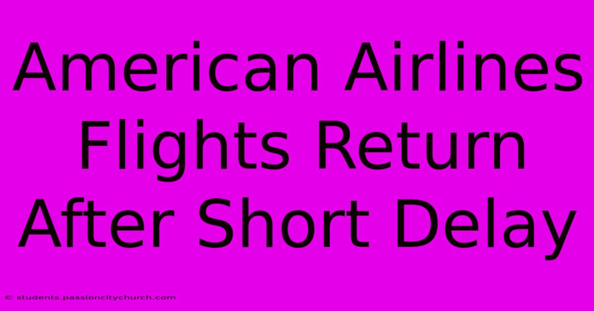 American Airlines Flights Return After Short Delay