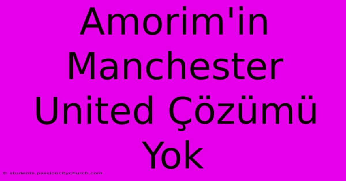 Amorim'in Manchester United Çözümü Yok