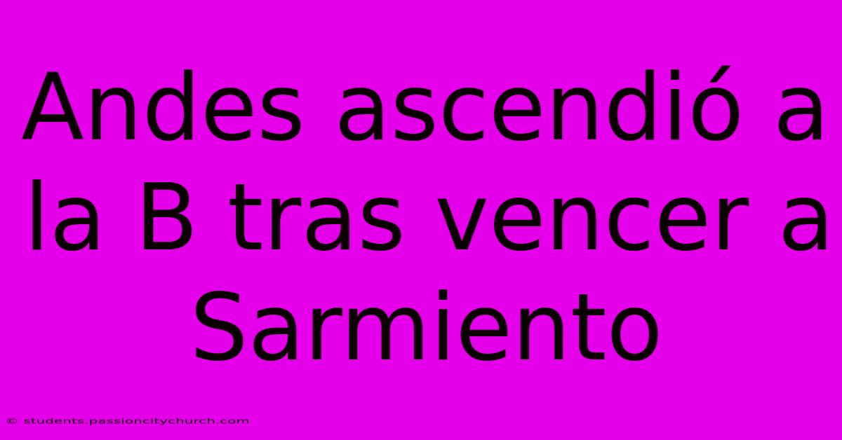 Andes Ascendió A La B Tras Vencer A Sarmiento