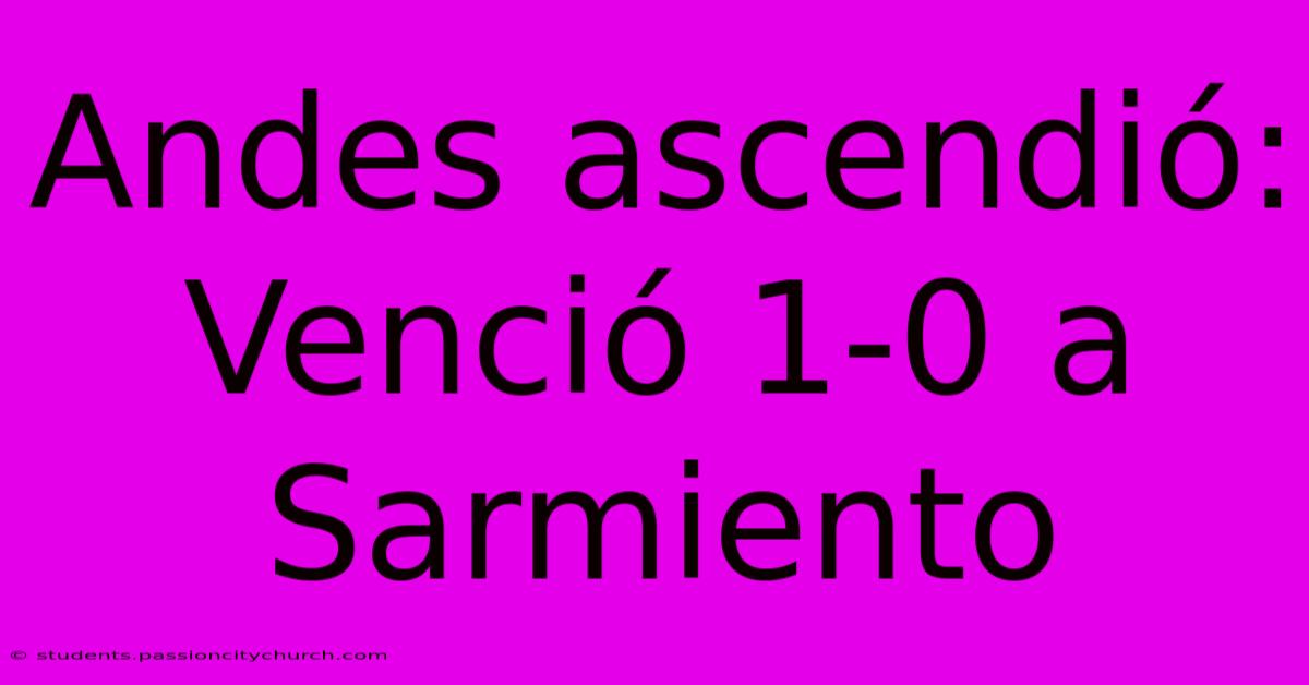 Andes Ascendió: Venció 1-0 A Sarmiento