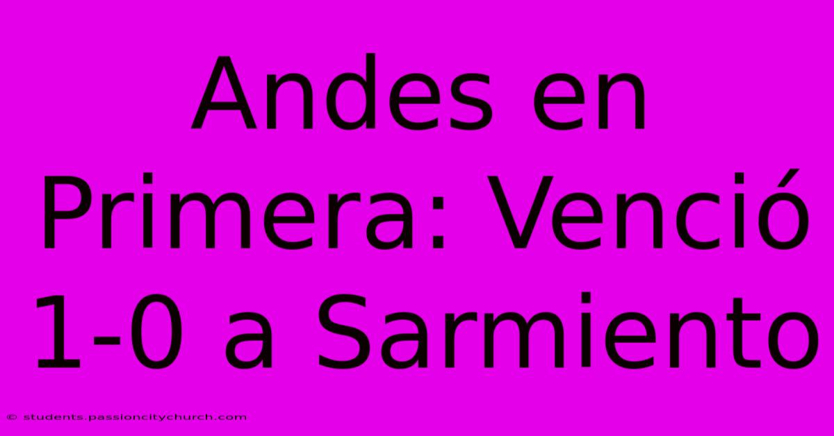 Andes En Primera: Venció 1-0 A Sarmiento