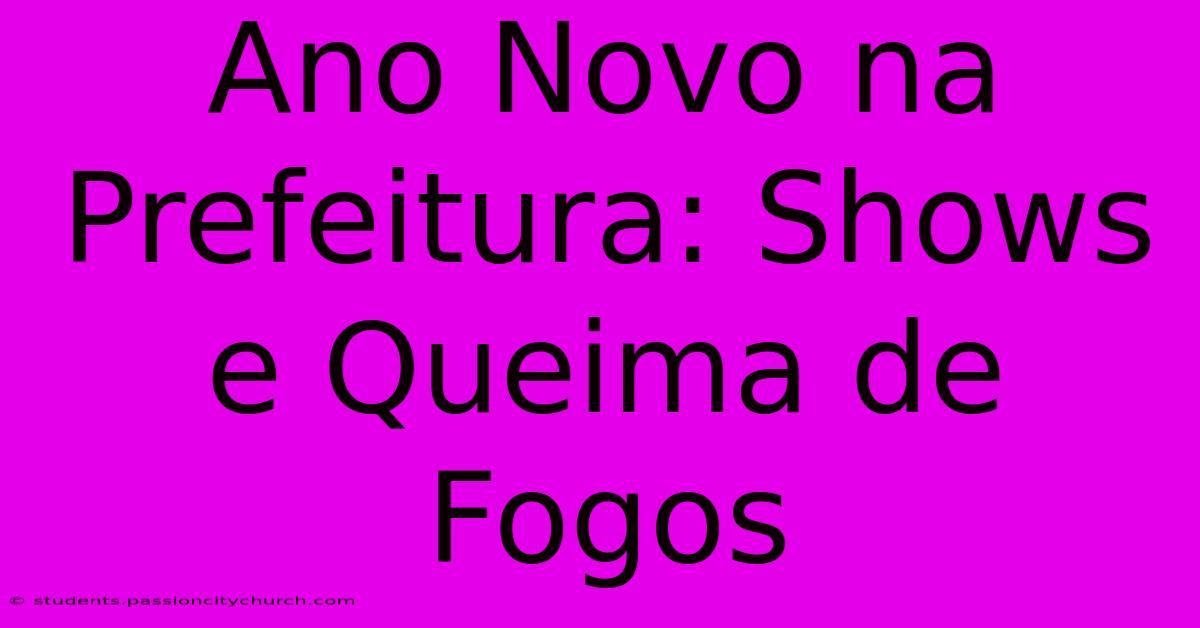 Ano Novo Na Prefeitura: Shows E Queima De Fogos