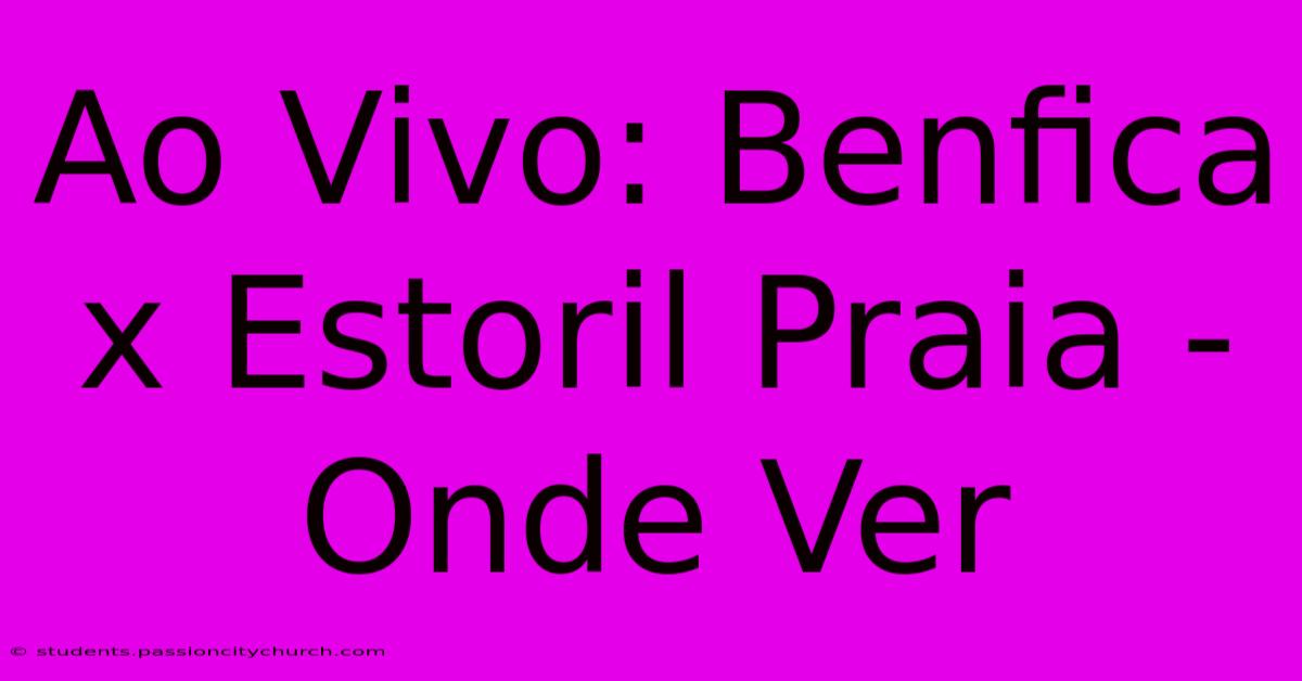 Ao Vivo: Benfica X Estoril Praia - Onde Ver