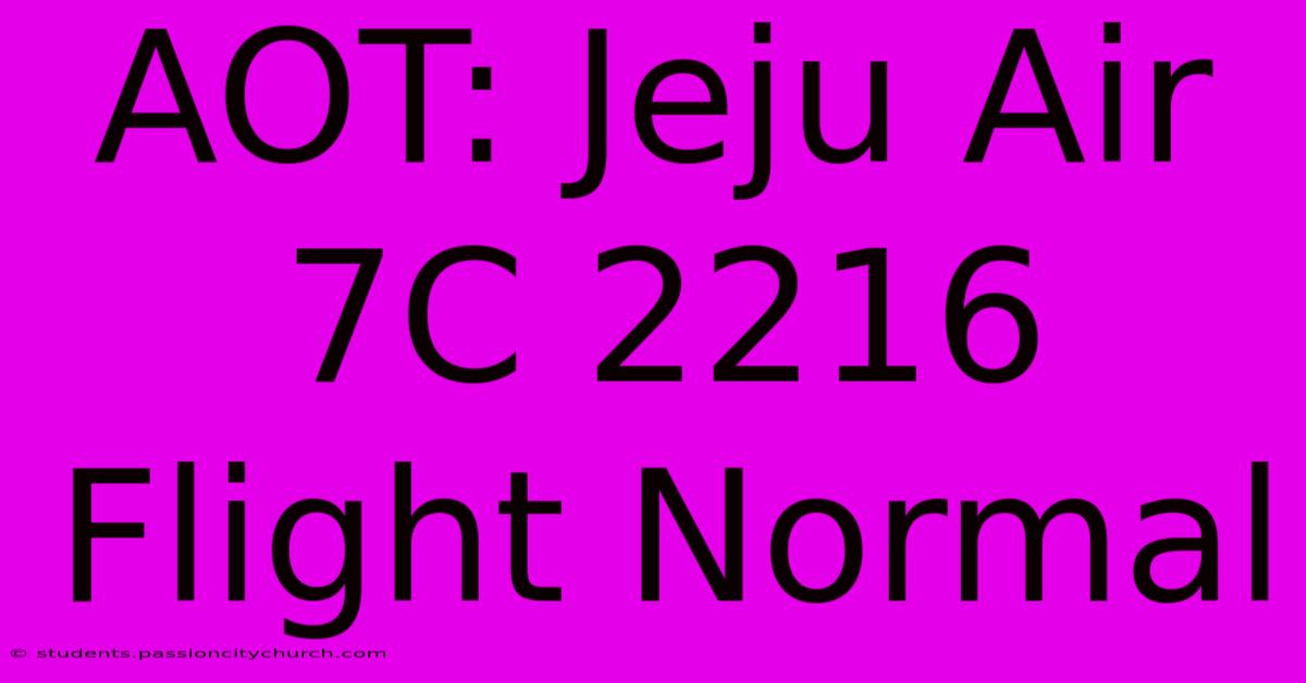 AOT: Jeju Air 7C 2216 Flight Normal