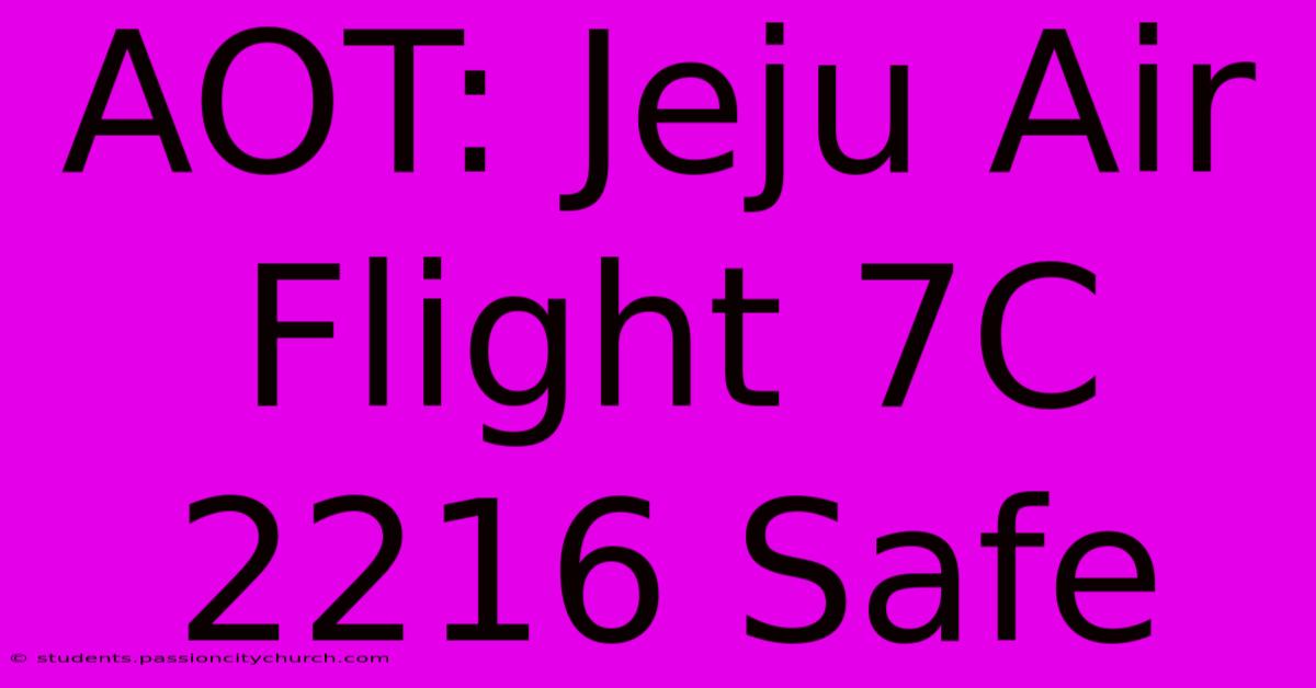 AOT: Jeju Air Flight 7C 2216 Safe