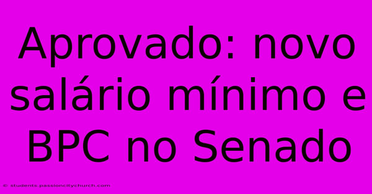 Aprovado: Novo Salário Mínimo E BPC No Senado