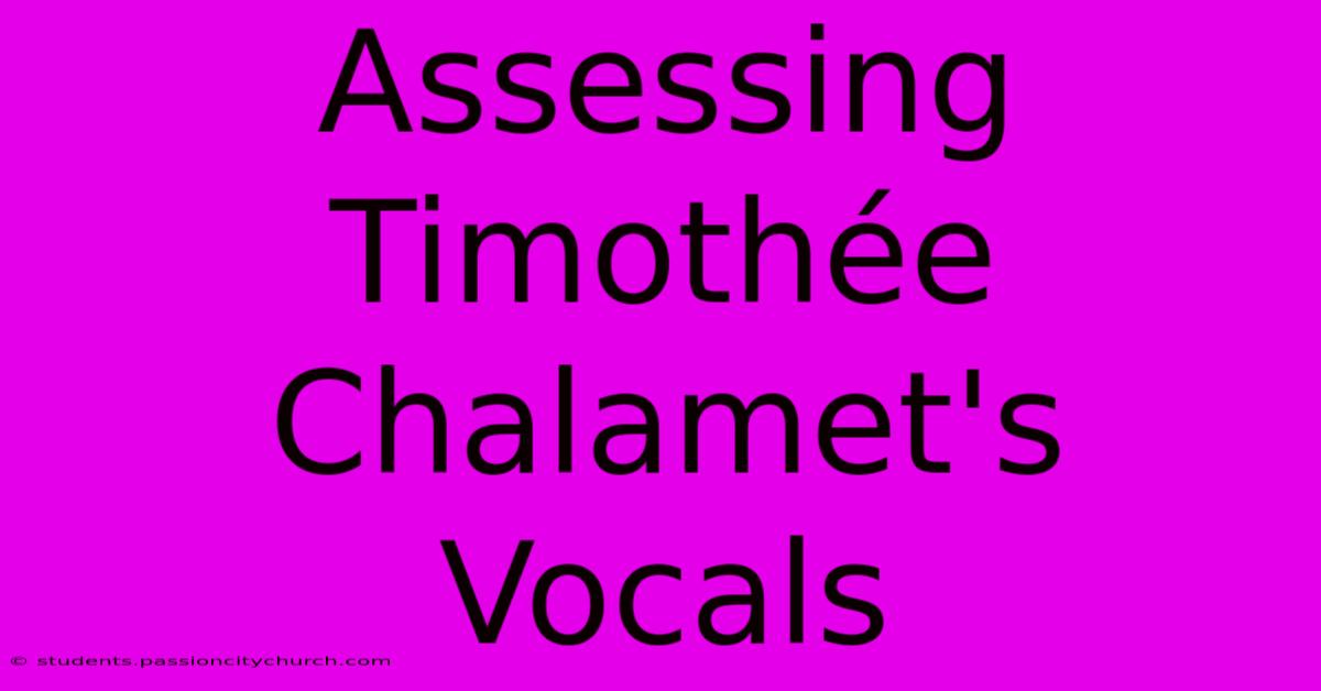 Assessing Timothée Chalamet's Vocals