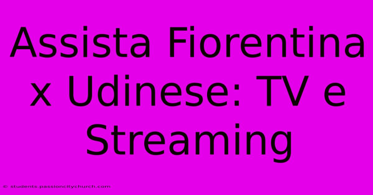 Assista Fiorentina X Udinese: TV E Streaming