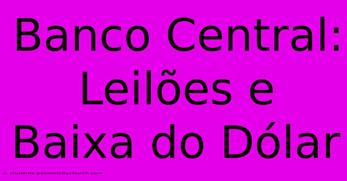 Banco Central: Leilões E Baixa Do Dólar