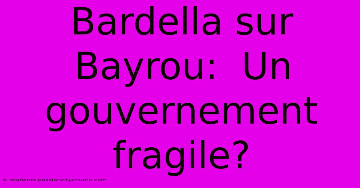 Bardella Sur Bayrou:  Un Gouvernement Fragile?