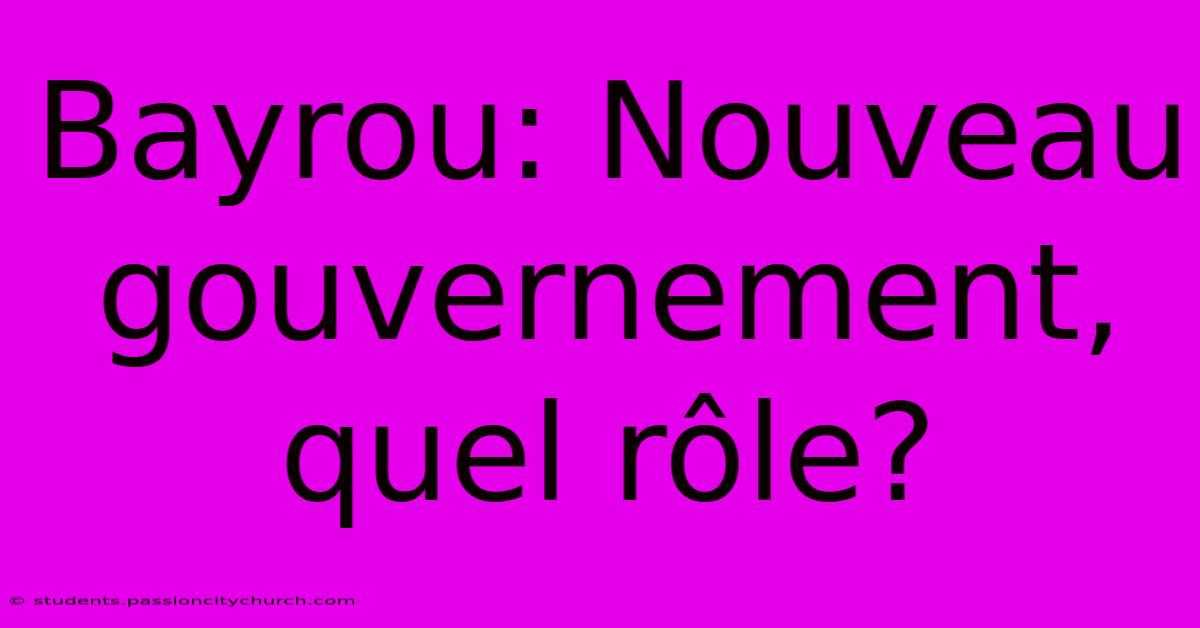 Bayrou: Nouveau Gouvernement, Quel Rôle?