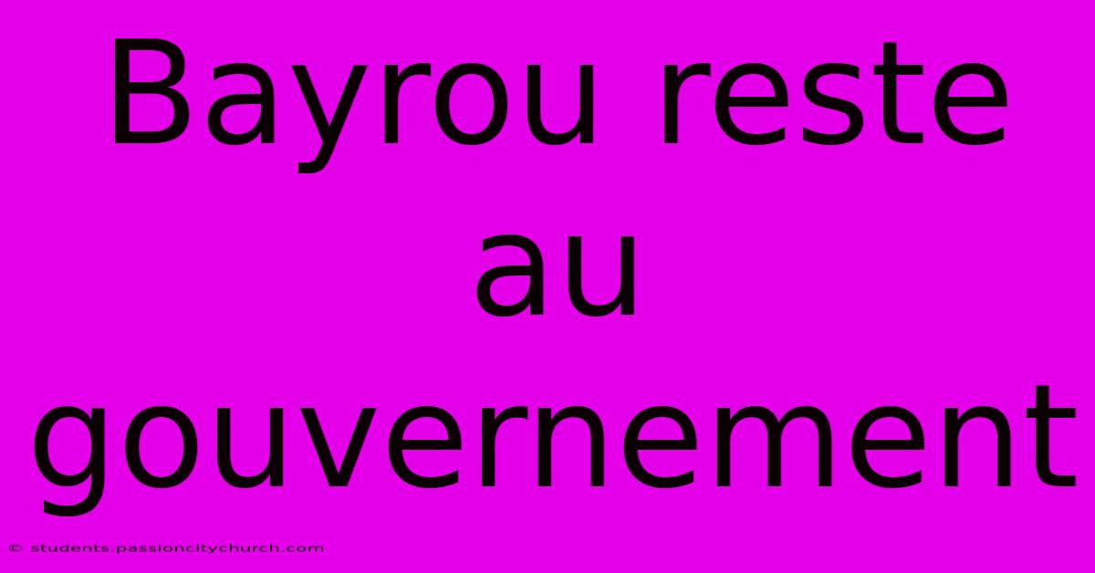 Bayrou Reste Au Gouvernement