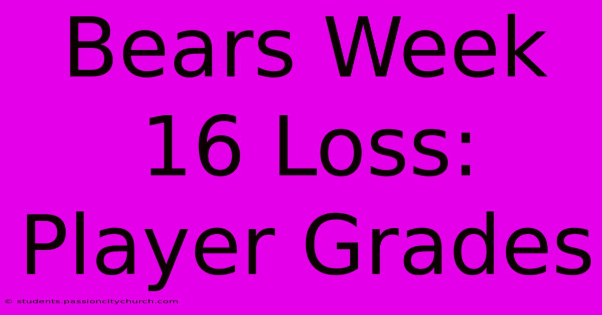 Bears Week 16 Loss: Player Grades