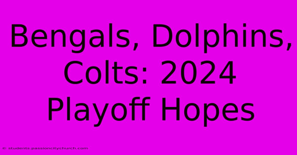 Bengals, Dolphins, Colts: 2024 Playoff Hopes