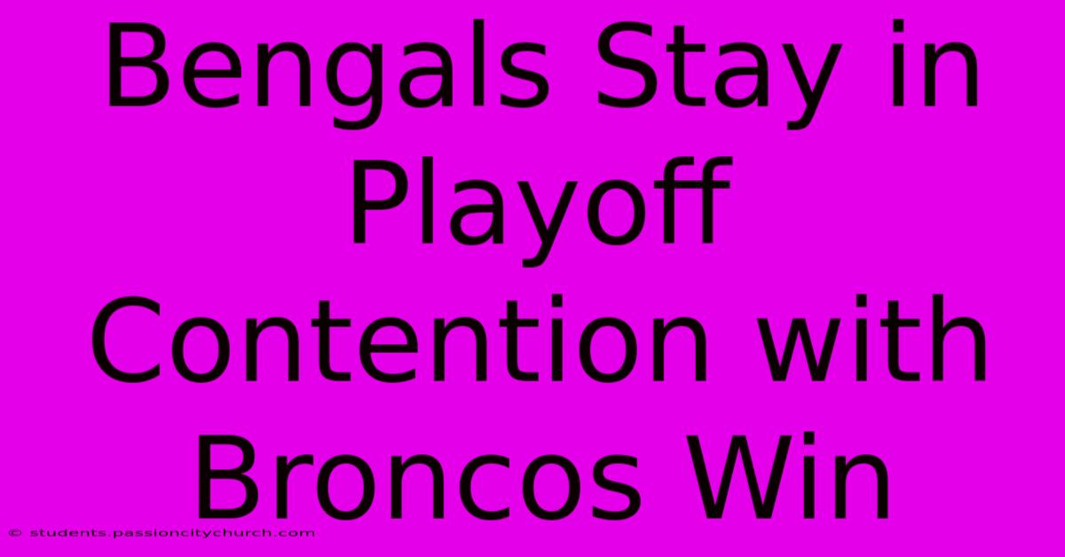 Bengals Stay In Playoff Contention With Broncos Win