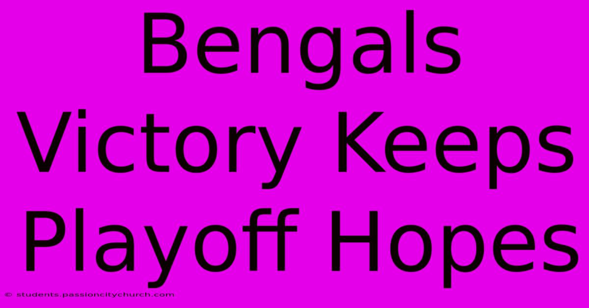 Bengals Victory Keeps Playoff Hopes