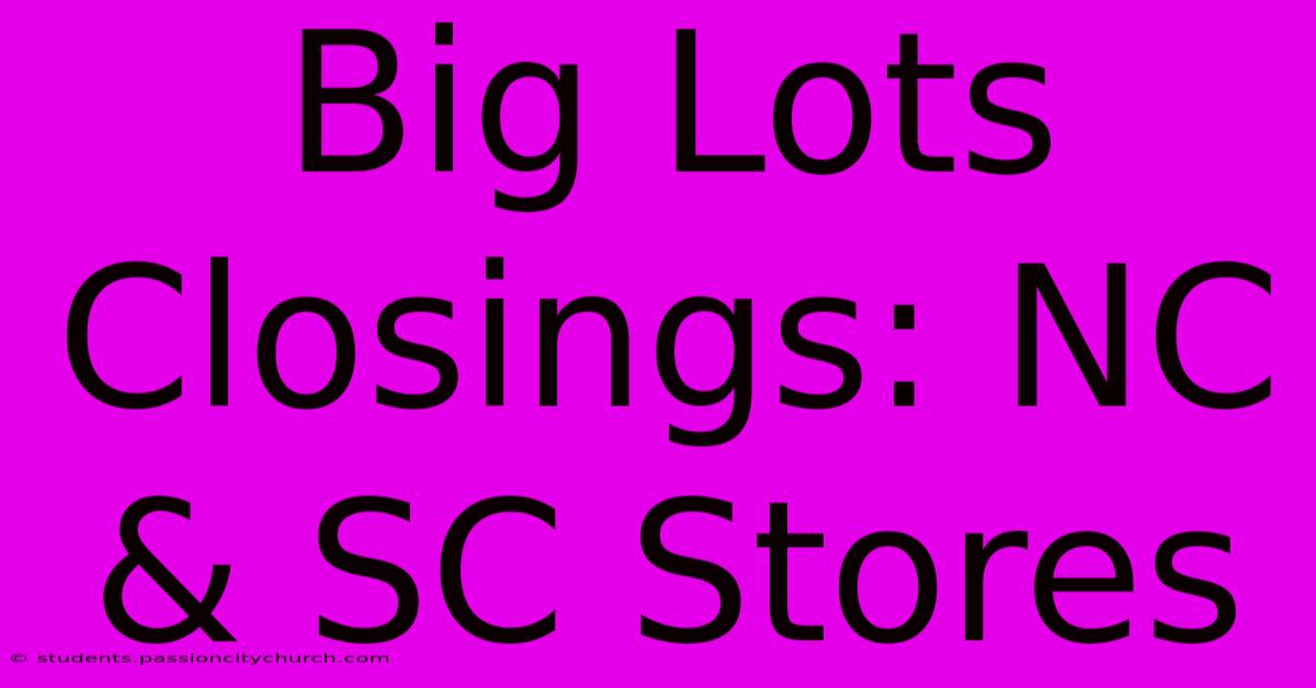 Big Lots Closings: NC & SC Stores