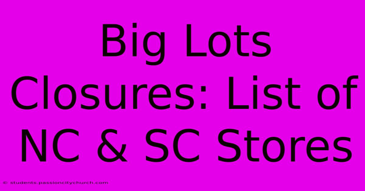 Big Lots Closures: List Of NC & SC Stores