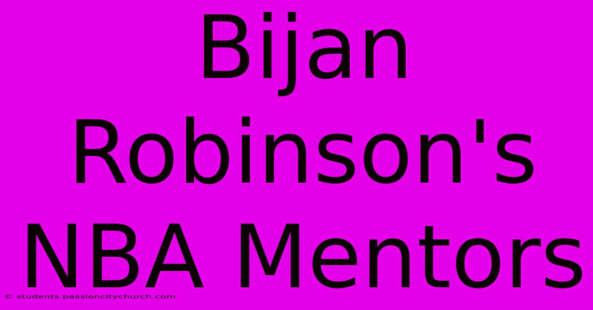 Bijan Robinson's NBA Mentors