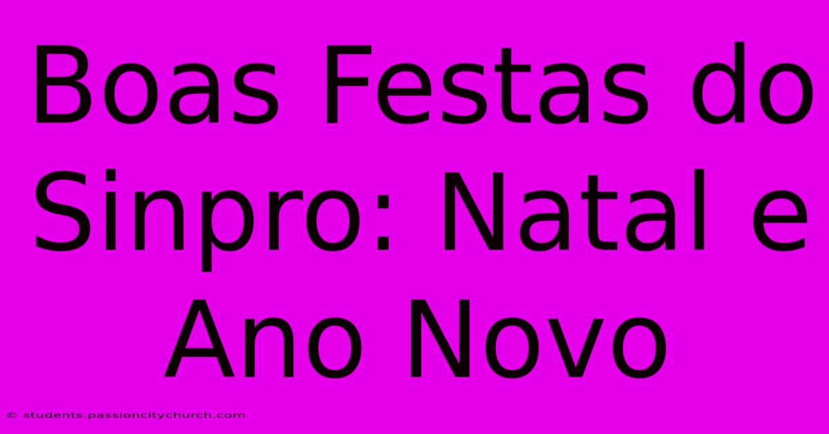 Boas Festas Do Sinpro: Natal E Ano Novo