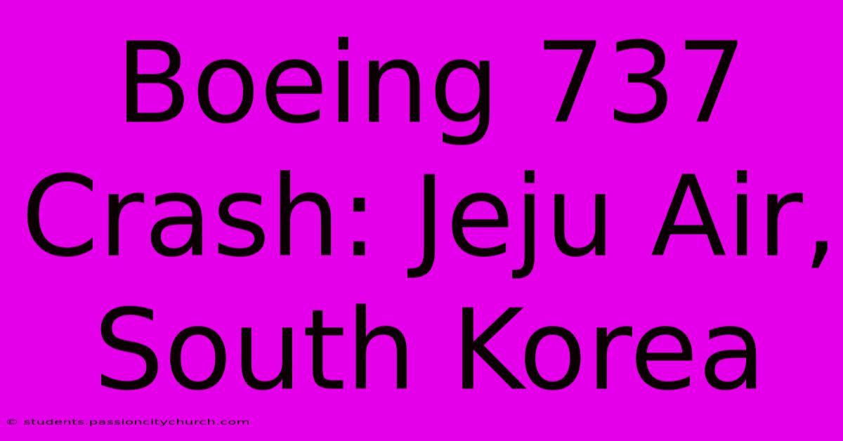 Boeing 737 Crash: Jeju Air, South Korea