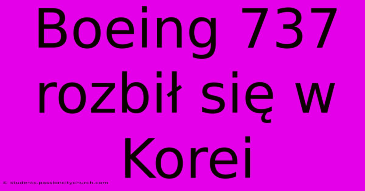 Boeing 737 Rozbił Się W Korei