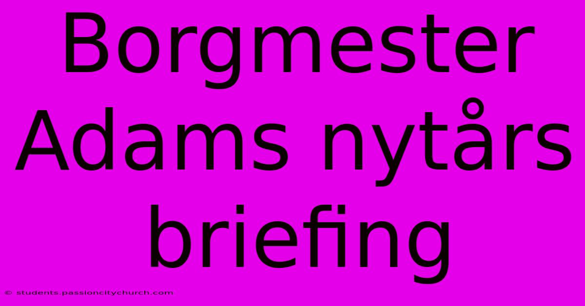 Borgmester Adams Nytårs Briefing