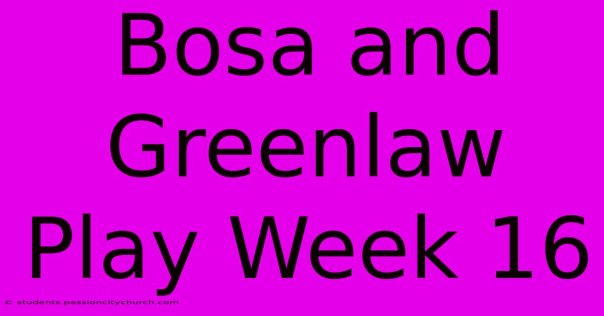 Bosa And Greenlaw Play Week 16