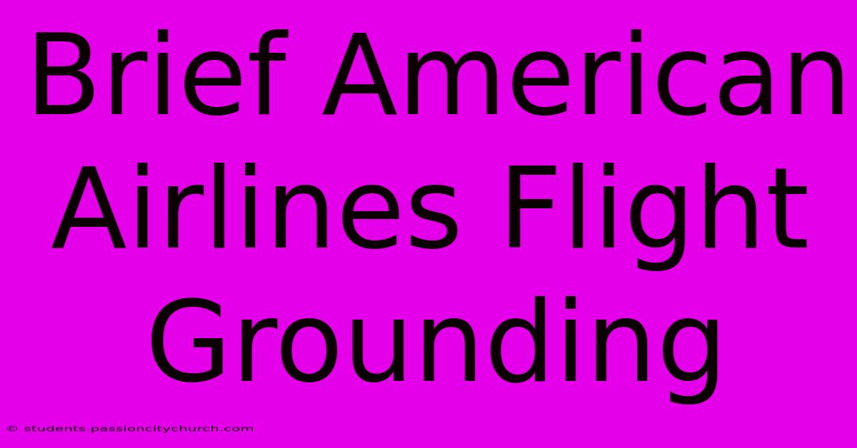 Brief American Airlines Flight Grounding