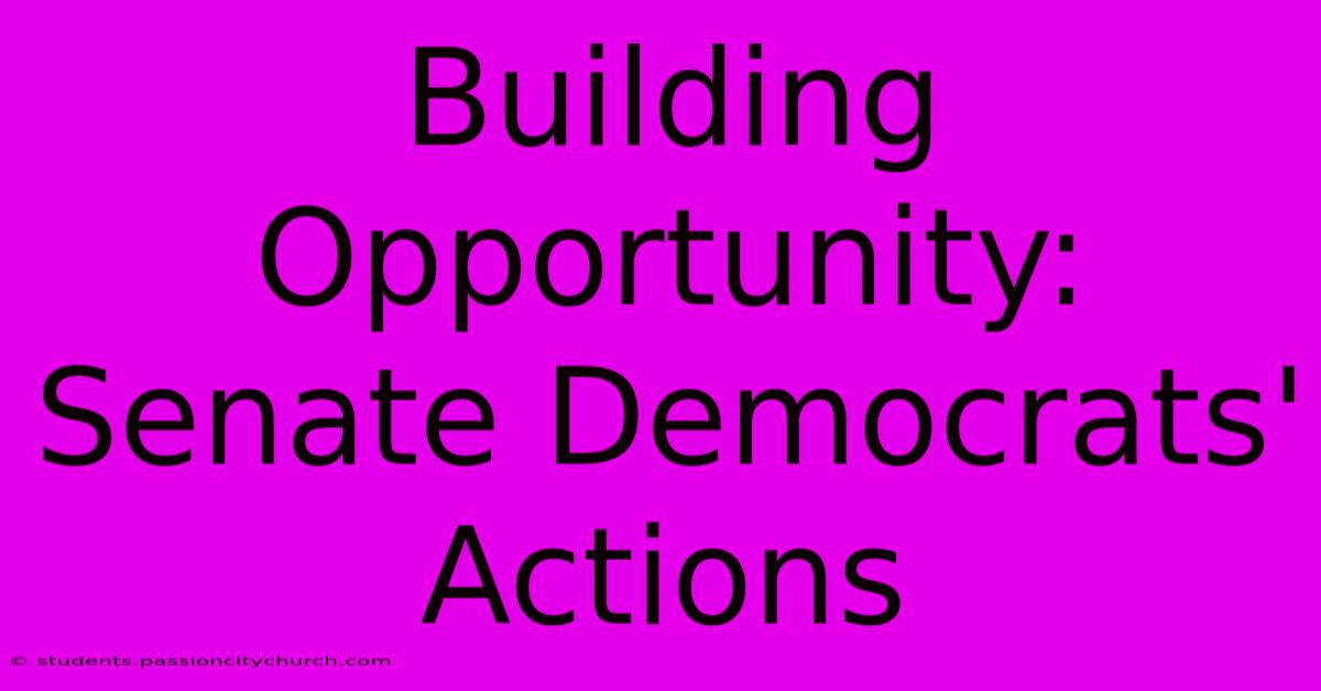 Building Opportunity: Senate Democrats' Actions