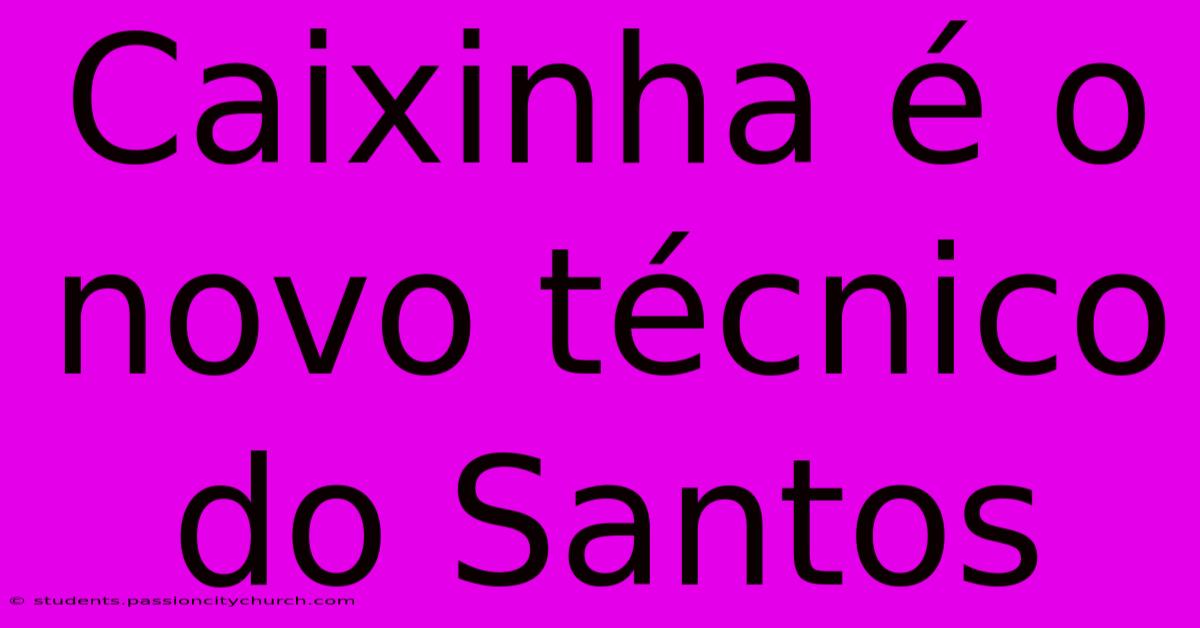 Caixinha É O Novo Técnico Do Santos