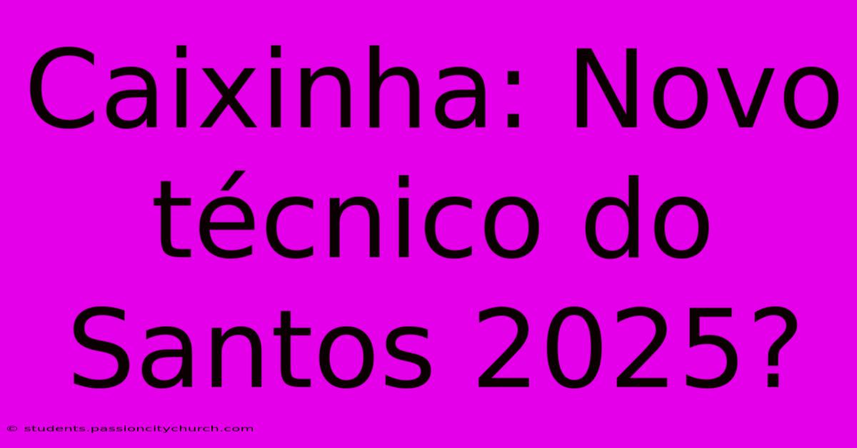 Caixinha: Novo Técnico Do Santos 2025?