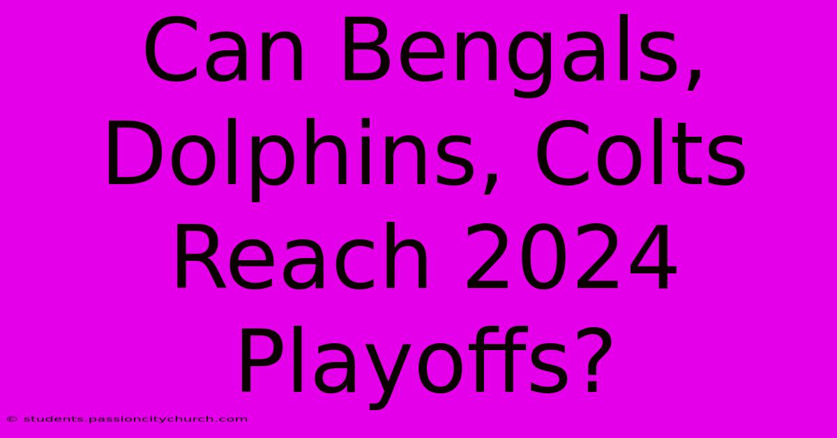 Can Bengals, Dolphins, Colts Reach 2024 Playoffs?